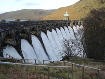 Craig Goch dam overflowing